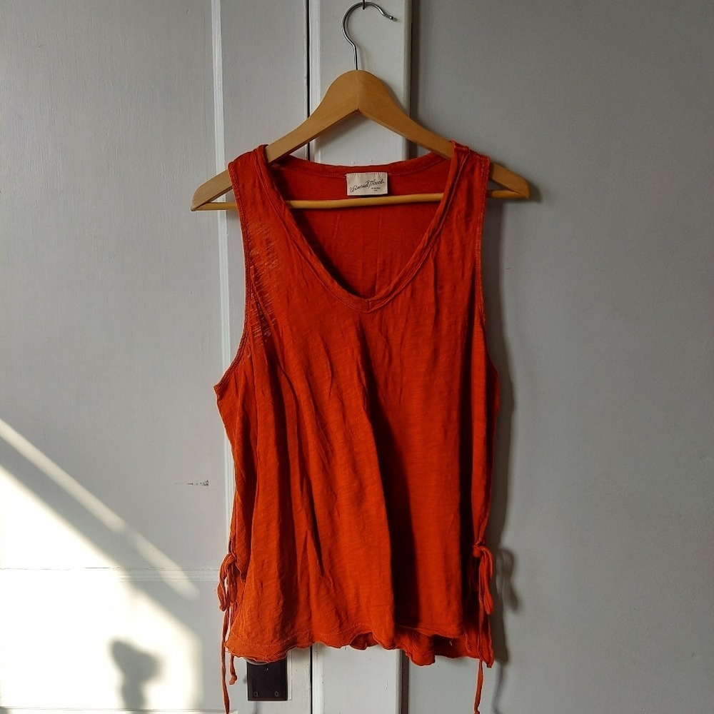 Universal Thread Women's XL Rust Red V-Neck Tie Side Cotton Tank Top SZ XL